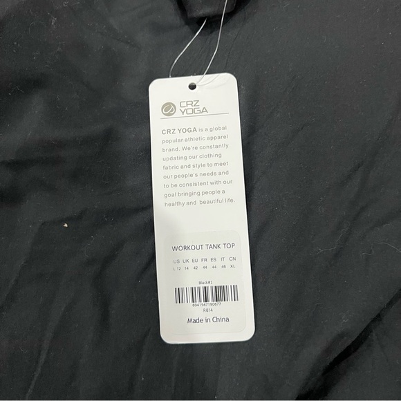 CRZ YOGA Black Workout Tank Top Large High Neck - Picture 2 of 3